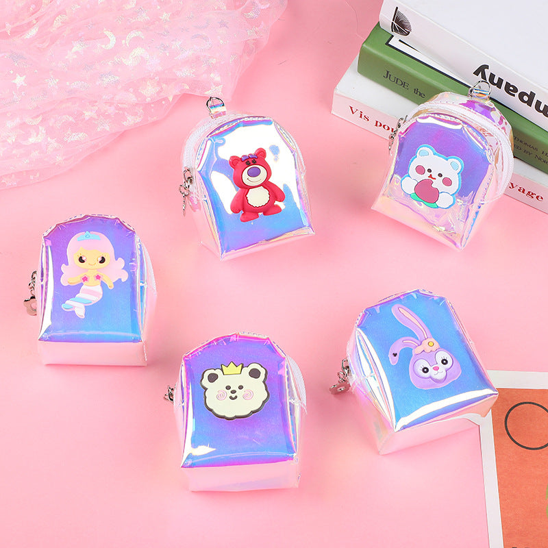 Strawberry Bear Transparent Portable Mini Cartoon Coin Purses