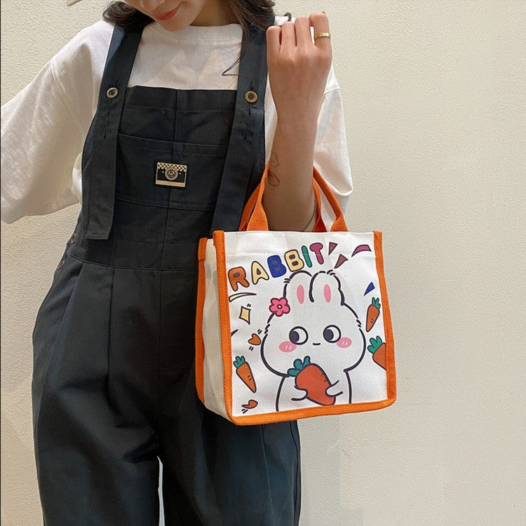 Lapin imprimé toile dessin animé jeunes sacs à main de scolarité