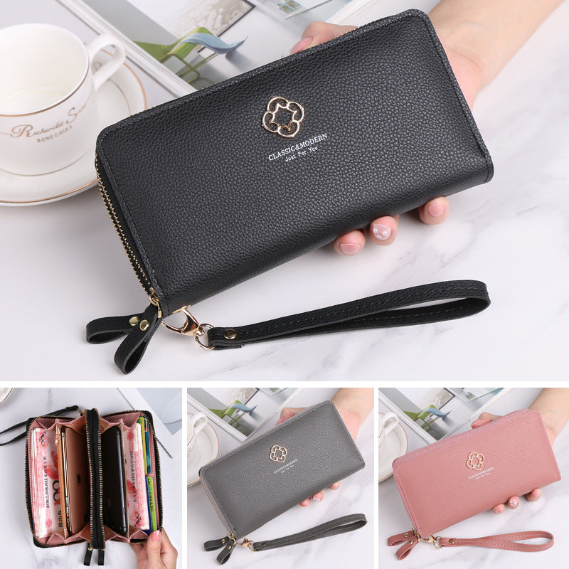 Women's Korean Style Long Double Layer Zip Purses