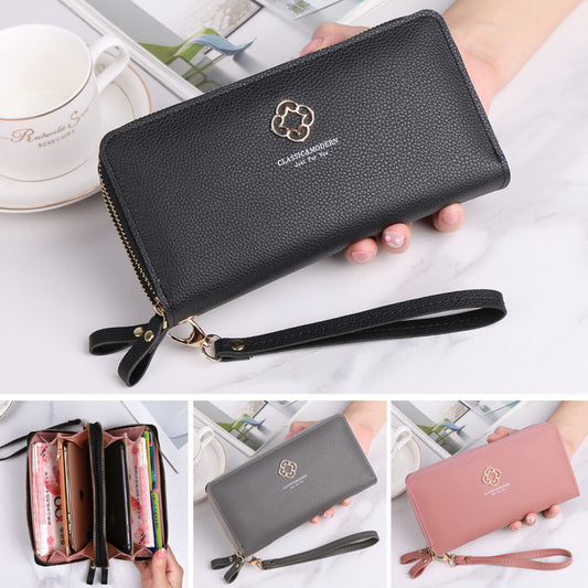 Women's Korean Style Long Double Layer Zip Purses