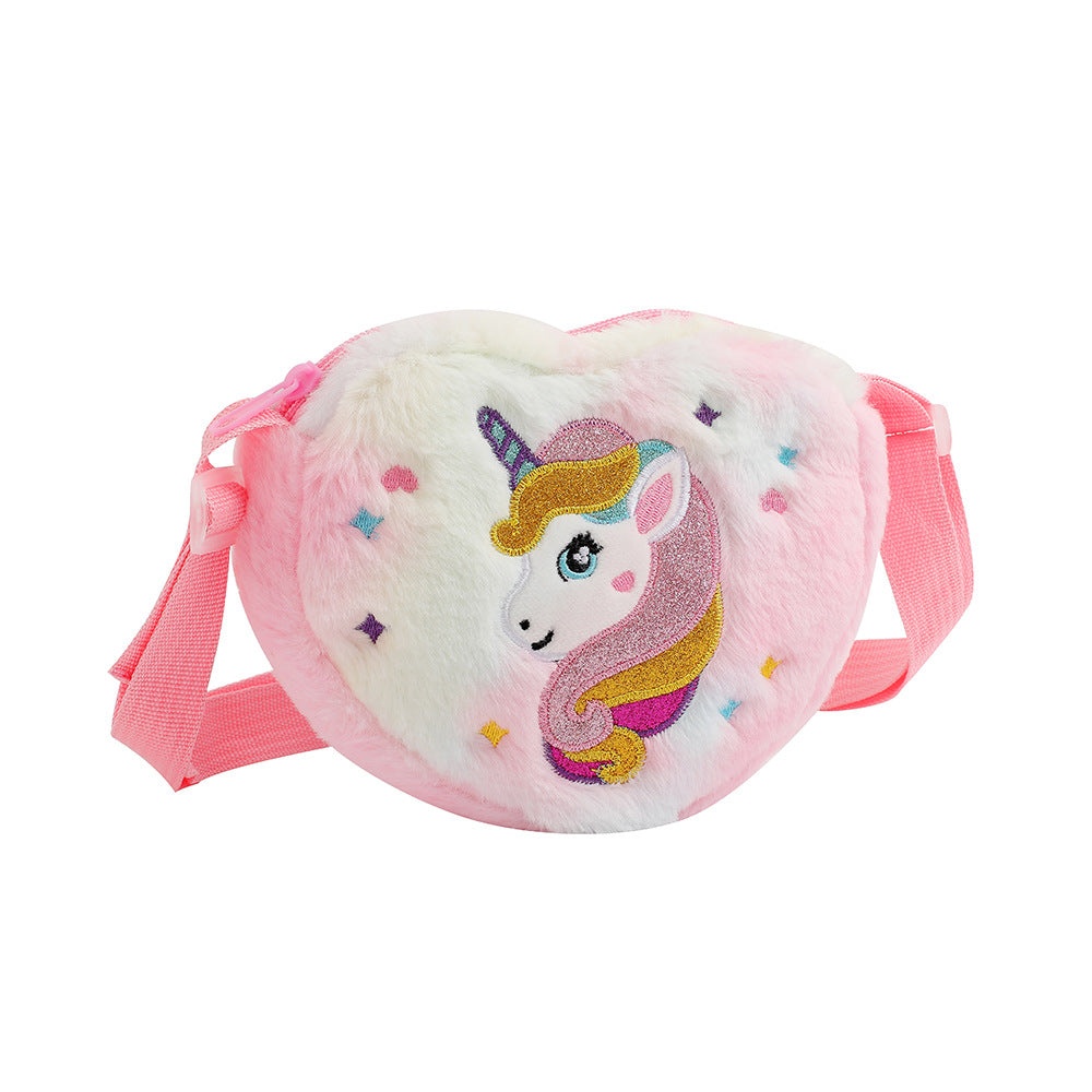 Licorne de dessin animé pour enfants, vêtements mignons en peluche, sacs à bandoulière pour enfants