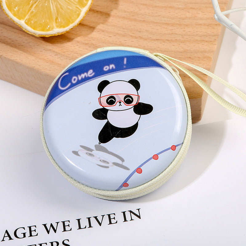 Mini Cartoon Zipper Usb Cable Storage Coin Purses