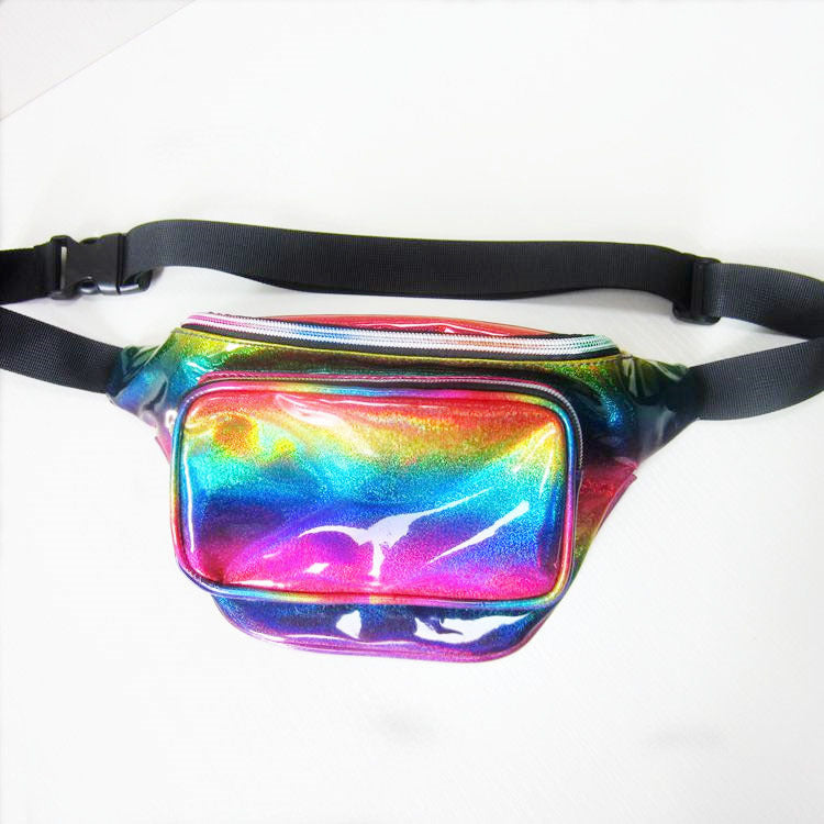 Women's Laser Street Trendy Unique Colorful Slanted Waist Packs