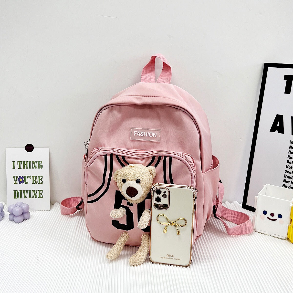 Children's Fashionable Style Small Bear Doll Lightweight Children's Backpacks