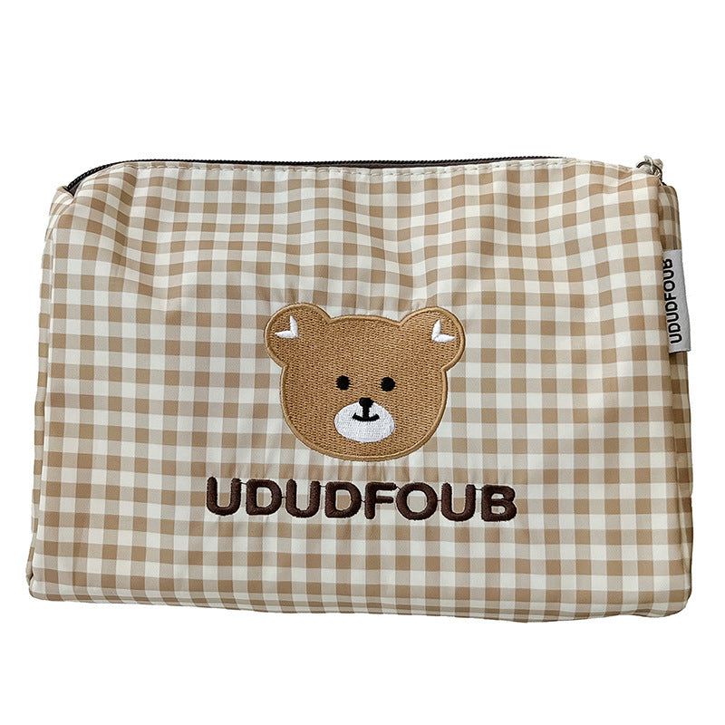 Pochette momie à carreaux ours pour enfants, joli rangement, porte-monnaie pour enfants