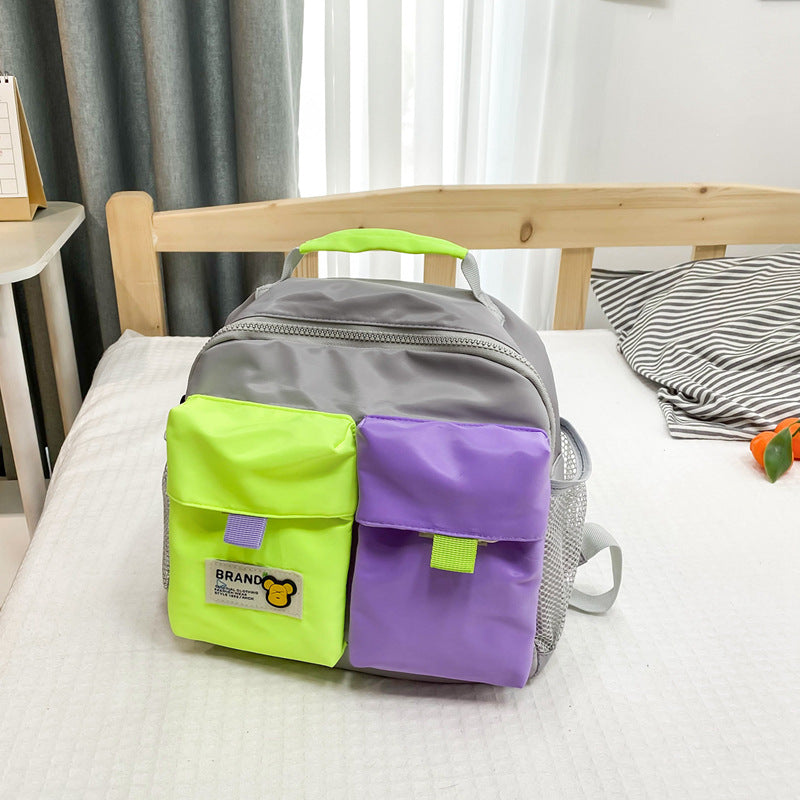 Children's Color Fashion Canvas Small Trendy Cool Children's Backpacks