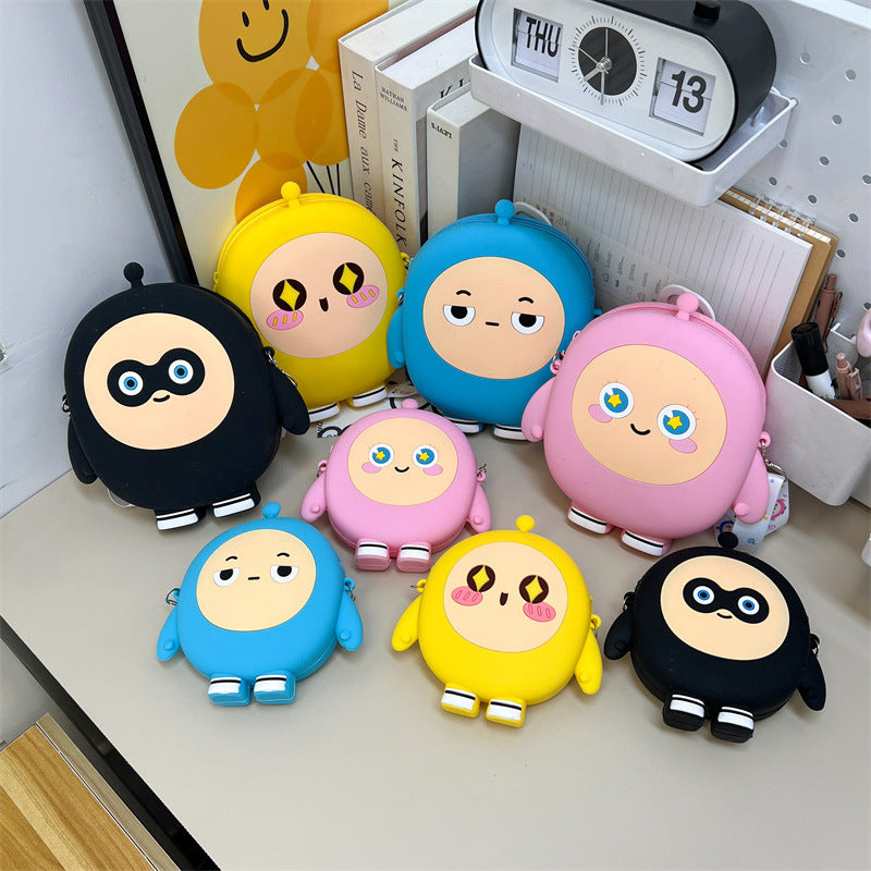 Poupée oeuf de dessin animé pour enfants, rangement mignon en Silicone, porte-monnaie pour enfants