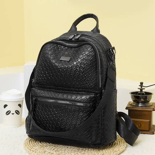 Women's Oily Leather Korean Fashion Trendy Backpacks