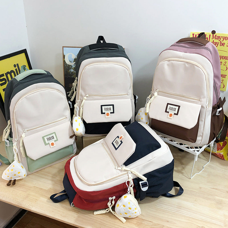 Contrast Color Large Capacity Female Junior Backpacks