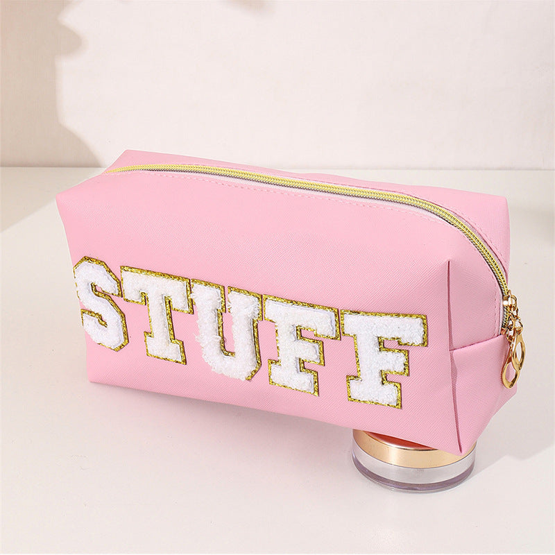 Towel Embroidery Lettered Make-up Chenille Waterproof Cosmetic Bags