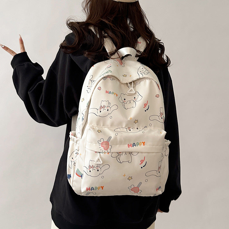 Cat Minority Korean Style Printed Iti Middle School Students' Schoolbags