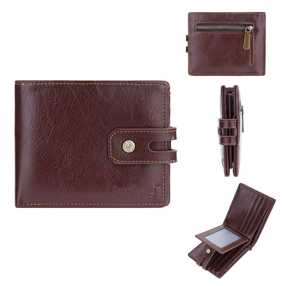 Men's Retro Short Multiple Slots Zipper Men's Wallets