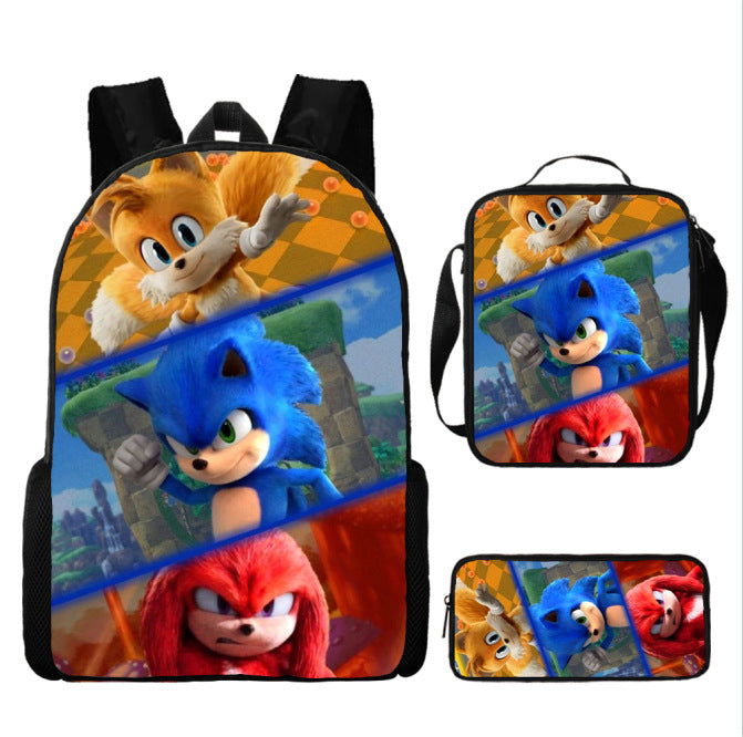 Sonic Primary Three-piece Set Cartoon Animation Bags