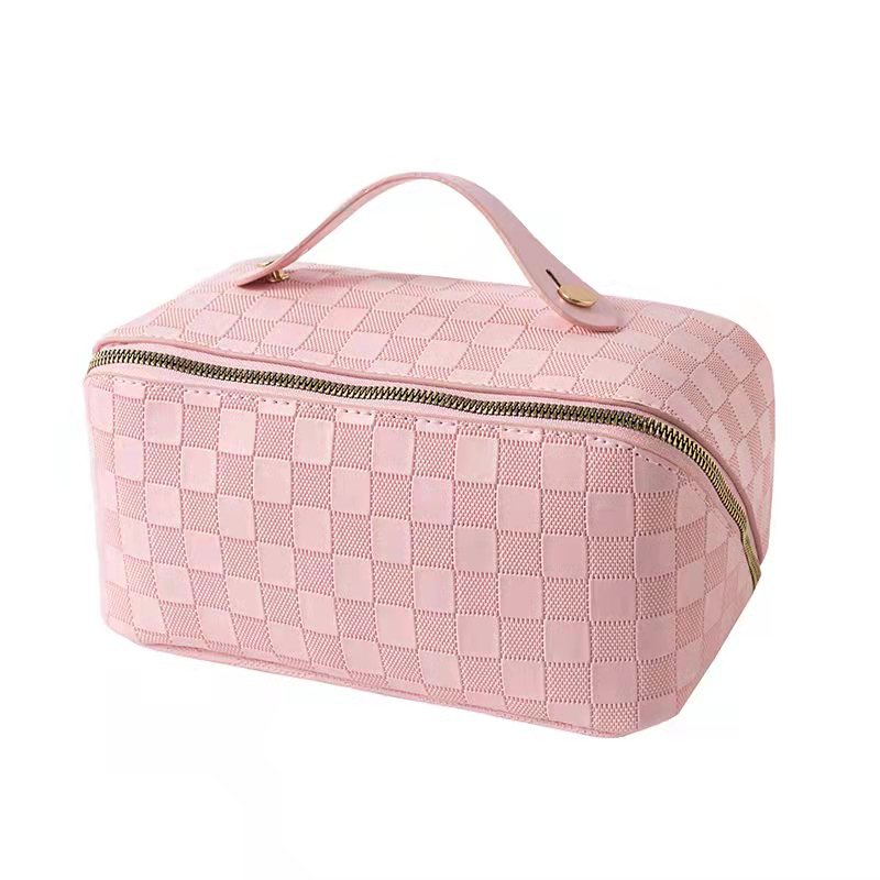 Women's Chessboard Grid Storage Carrying Large Capacity Cosmetic Bags