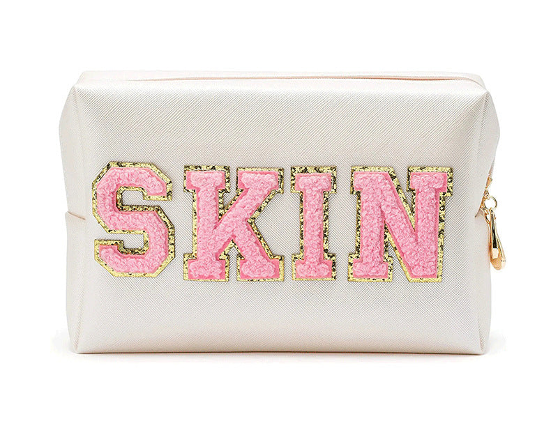 Towel Embroidery Lettered Make-up Chenille Waterproof Cosmetic Bags