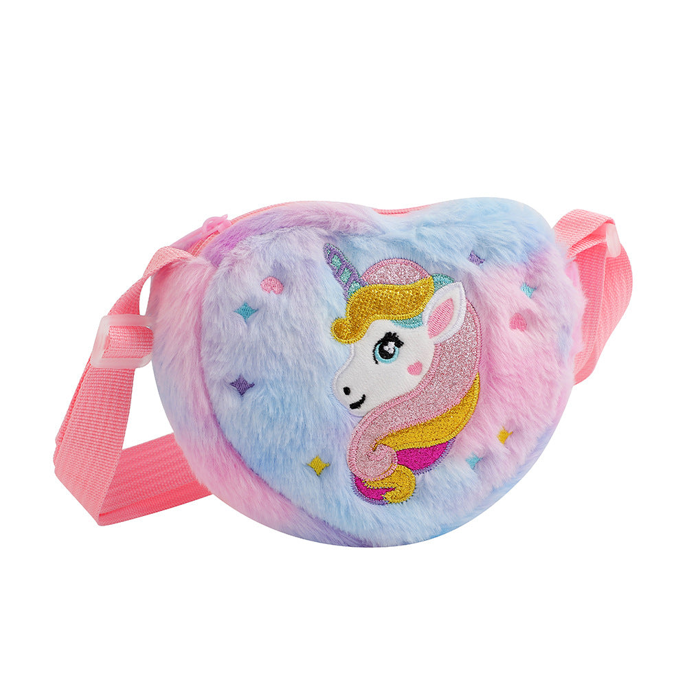 Licorne de dessin animé pour enfants, vêtements mignons en peluche, sacs à bandoulière pour enfants