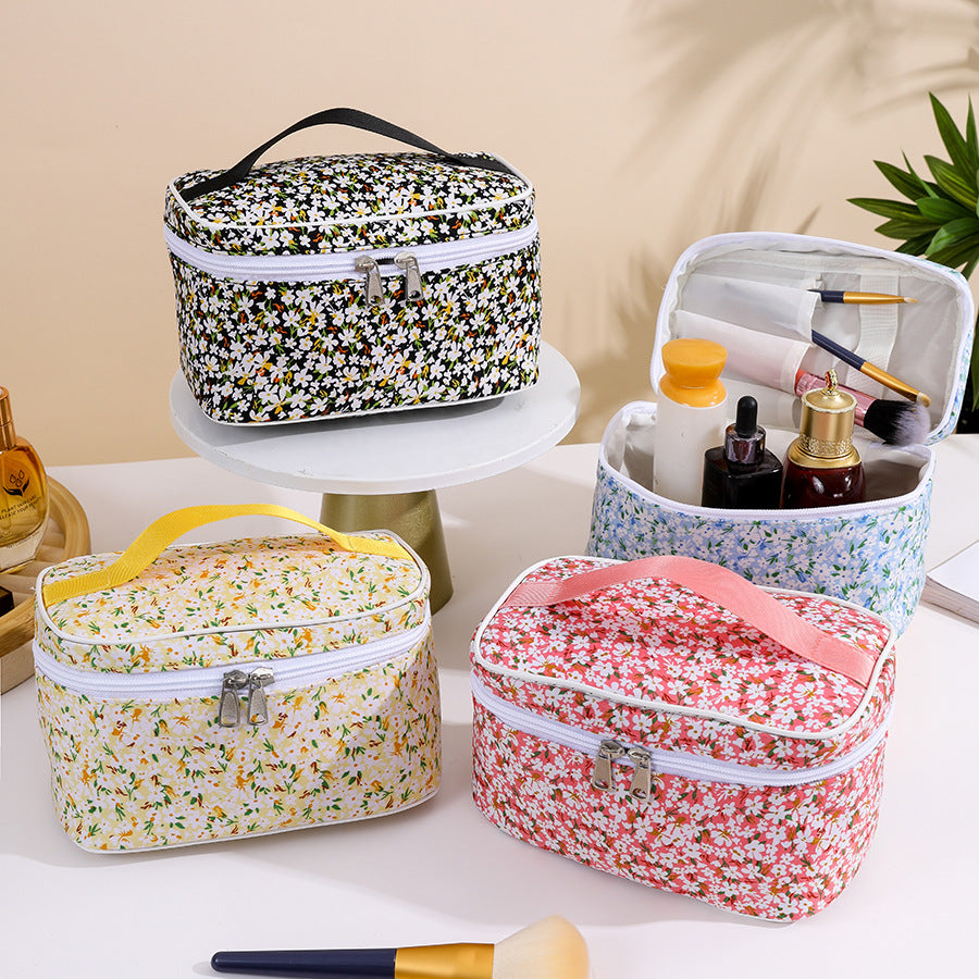 Portable Large Capacity Small Floral Storage Cosmetic Bags