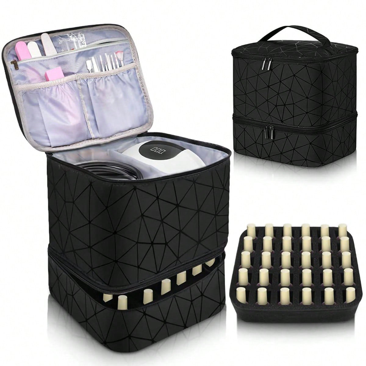 Double Storage Heightened Large Capacity Portable Cosmetic Bags