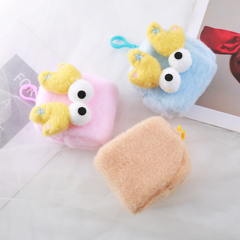 Fashion Big Stereo Eyes Small Plush Candy Color Coin Purses