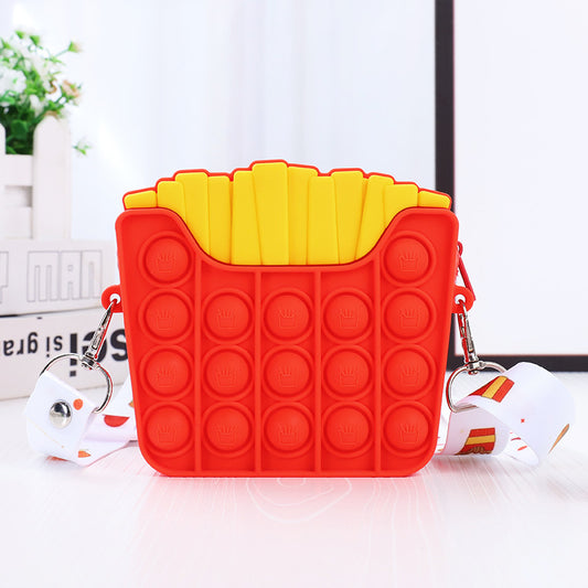 Children's Killer Pioneer Cartoon Silicone Bubble Decompression Hamburger French Children's Shoulder Bags