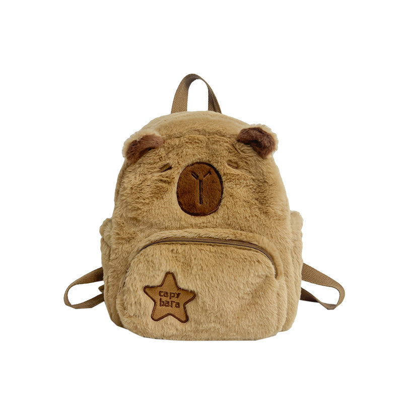 Plush Capybara Cute Wild Fur Female Backpacks