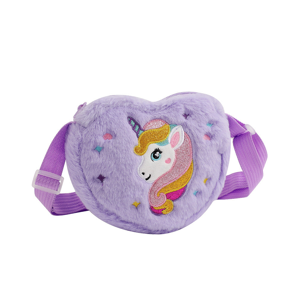 Licorne de dessin animé pour enfants, vêtements mignons en peluche, sacs à bandoulière pour enfants