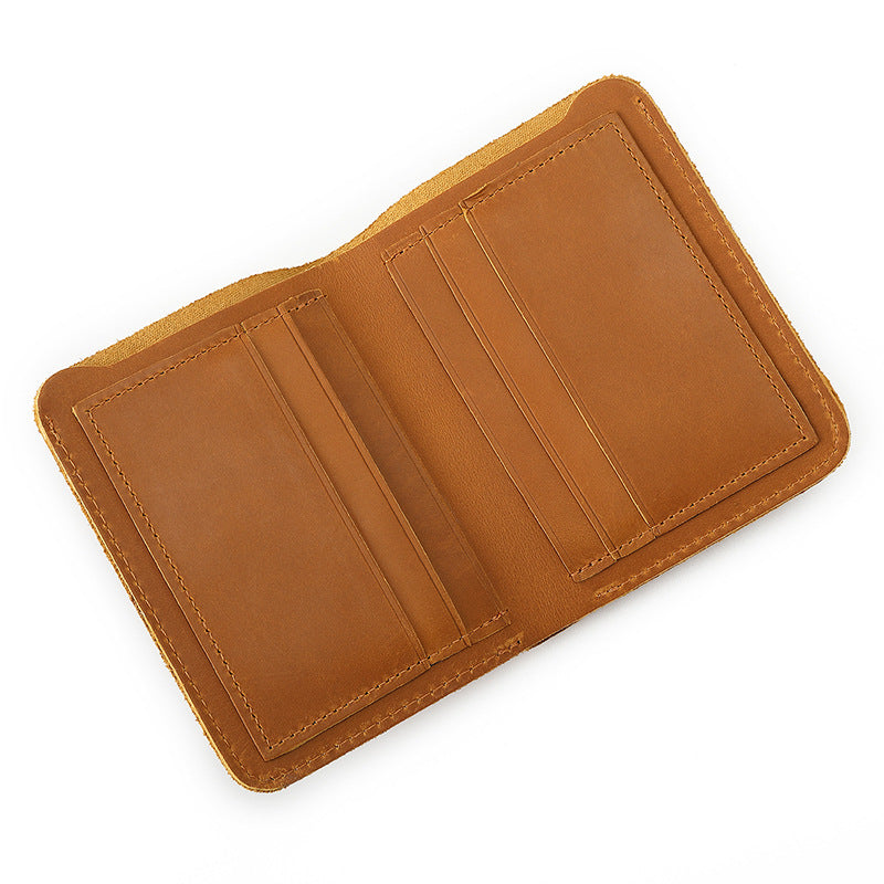 Men's Horse Leather Retro Vertical Full First Coin Purses