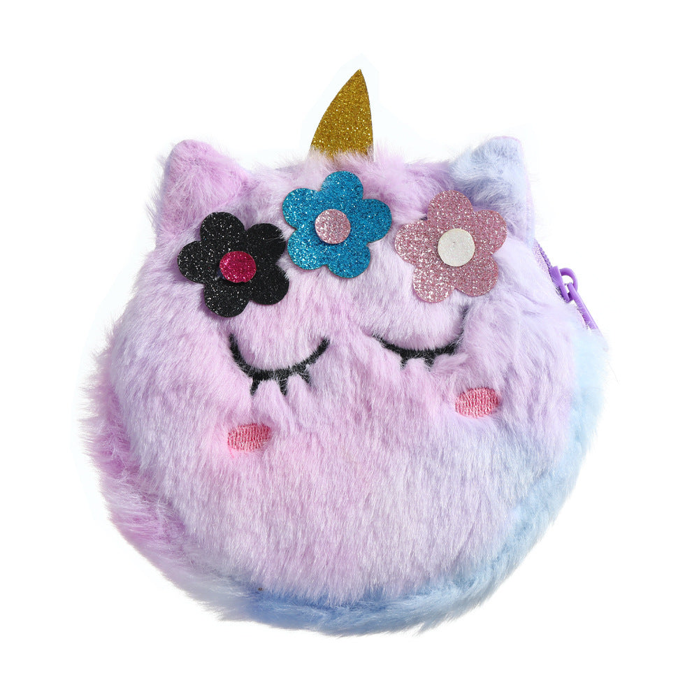 Porte-monnaie en peluche pour enfants, changement de dessin animé, mignon fardeau de fleurs