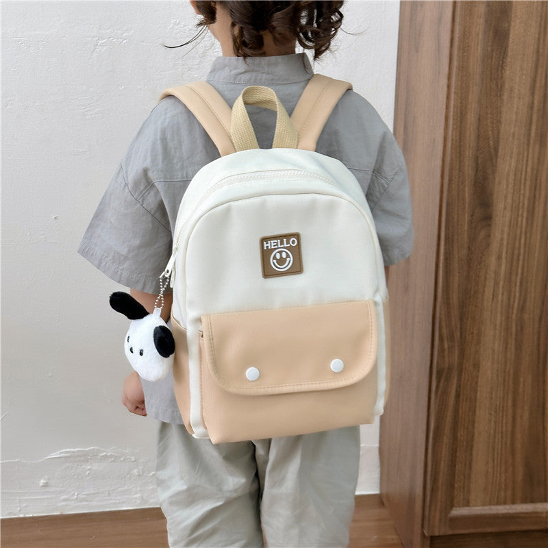 Children's Boys Fun Solid Color Double Stitching Kindergarten School Bags