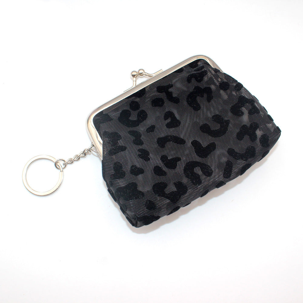 Insert Transparent Mesh Leopard Flocking Short Lock