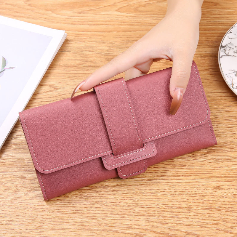 Women's Long Three-fold Flip Korean Style Fresh Ladies Wallets