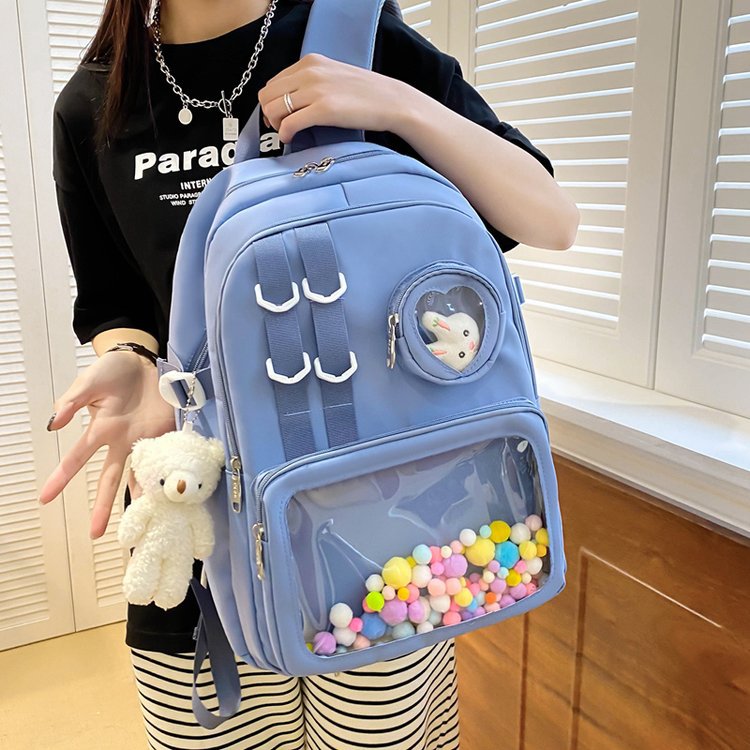 Women's Style High Transparent Bar Badge Cartoon Backpacks