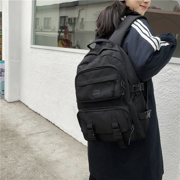 Women's Overalls Style Trendy Personality Retro Black Backpacks