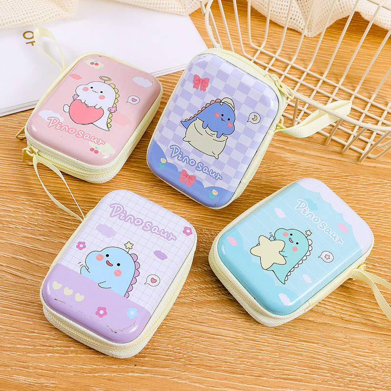 Children's Mini Rectangular Zipper Cartoon Headset Cable Coin Purses