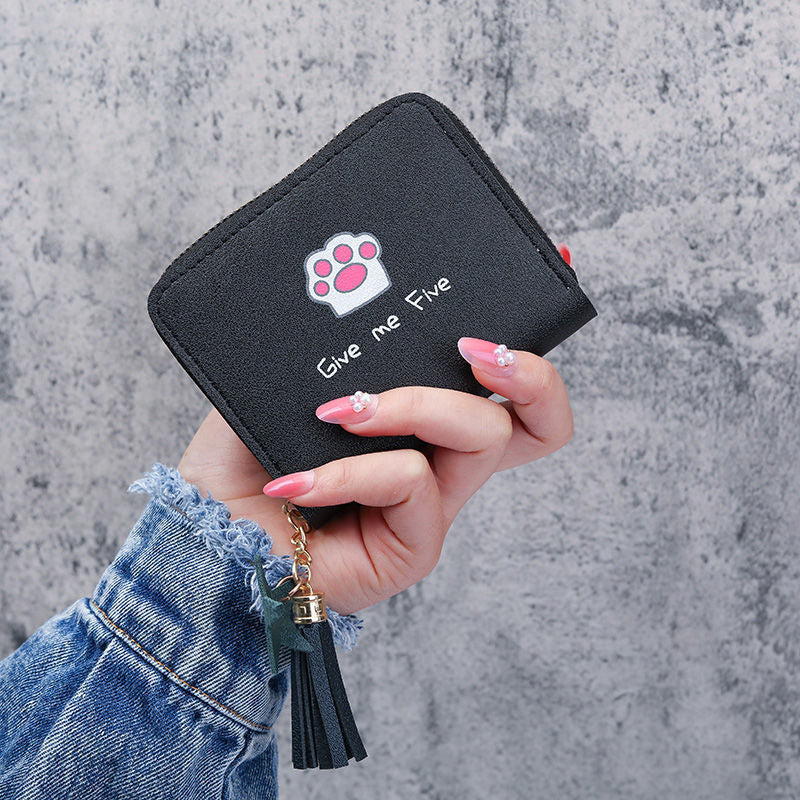 Women's Mini Short Zipper Korean Cartoon Tassel Ladies Wallets