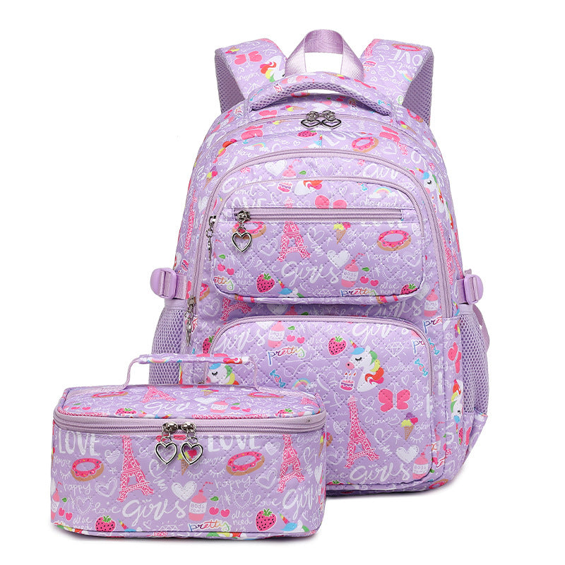 Two-piece Primary Female Sunshine Rainbow Printed Elementary School Students' Schoolbags