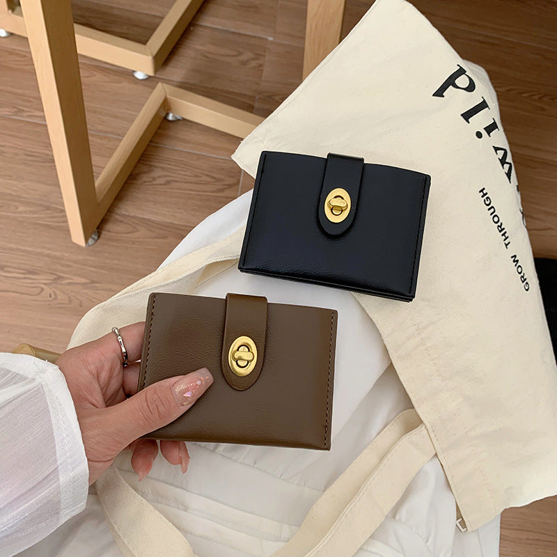 Women's Small Short Solid Color Minimalist Thin Ladies Wallets