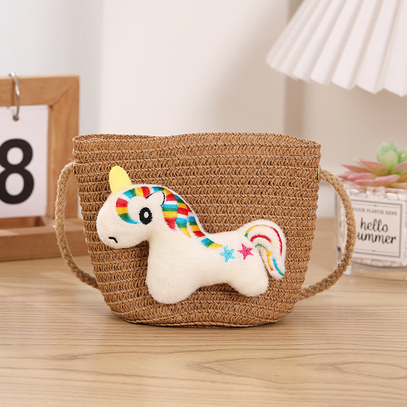 Children's Straw Woven Change Packet Cartoon Cute Children's Coin Purse