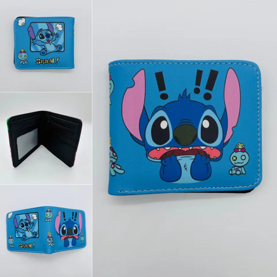 Cute Cartoon Stitch Short Anime Blue Long Coin Purses