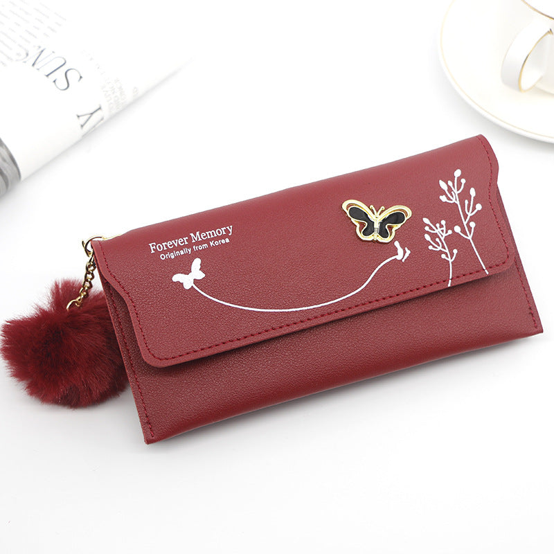 Women's Long Bow Solid Color Clutch Ladies Wallets