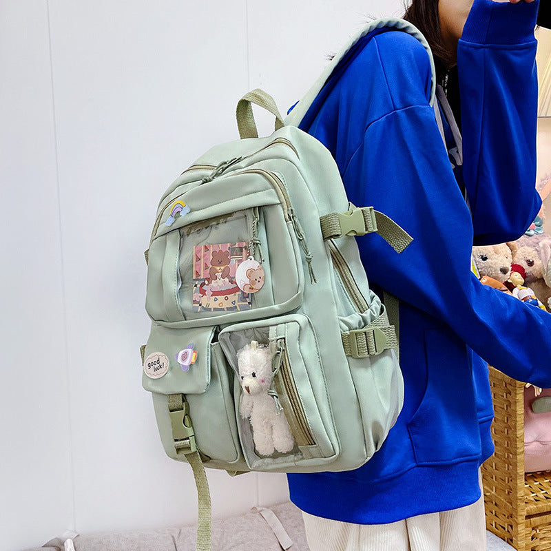 Pure Colored Fresh Female Leisure Junior Elementary School Students' Schoolbags