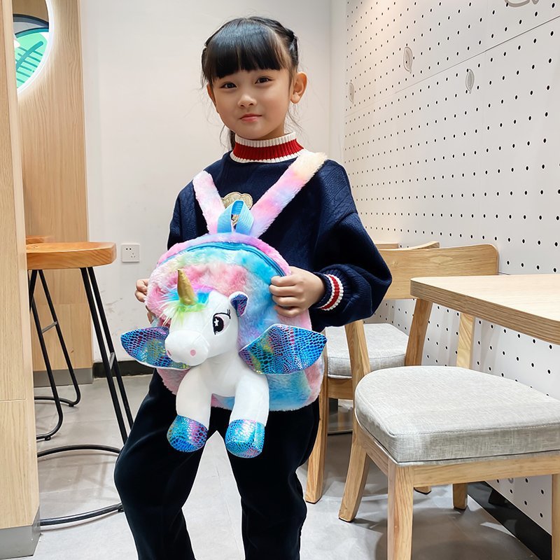 Poupée licorne de dessin animé pour enfants, sacs en peluche mignons primaires