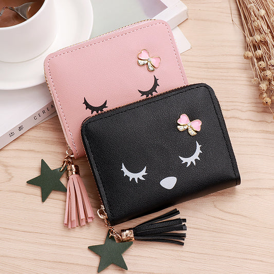 Women's Short Zipper Tassel Cartoon Cute Personality Coin Purses