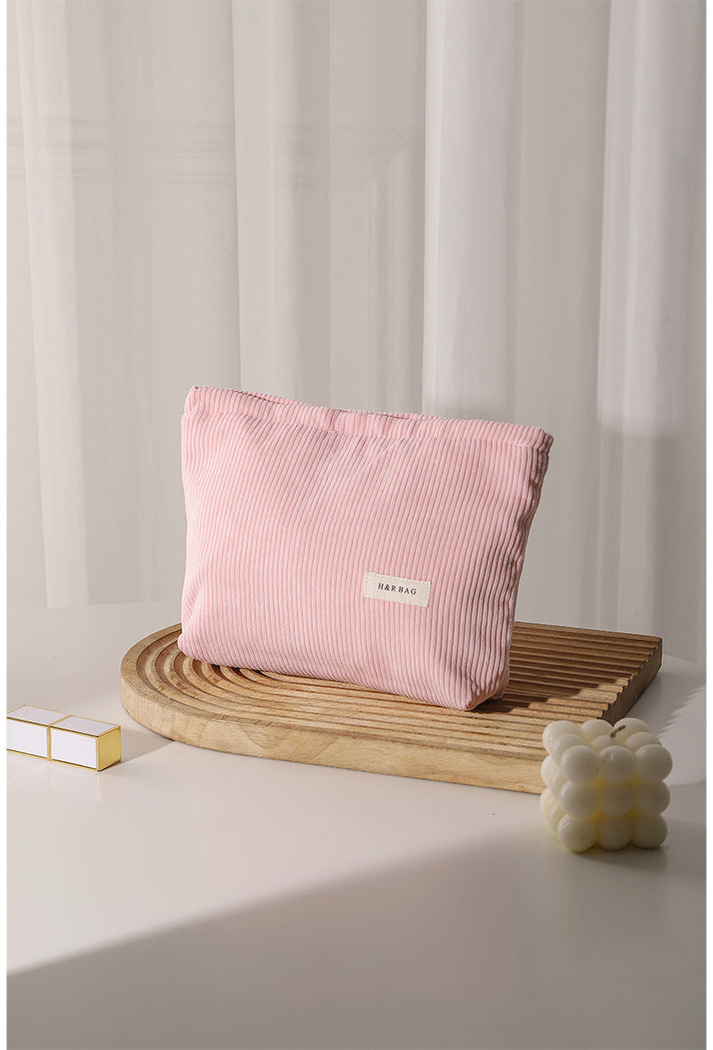 Simple Corduroy Large Capacity Wash Hand Cosmetic Bags