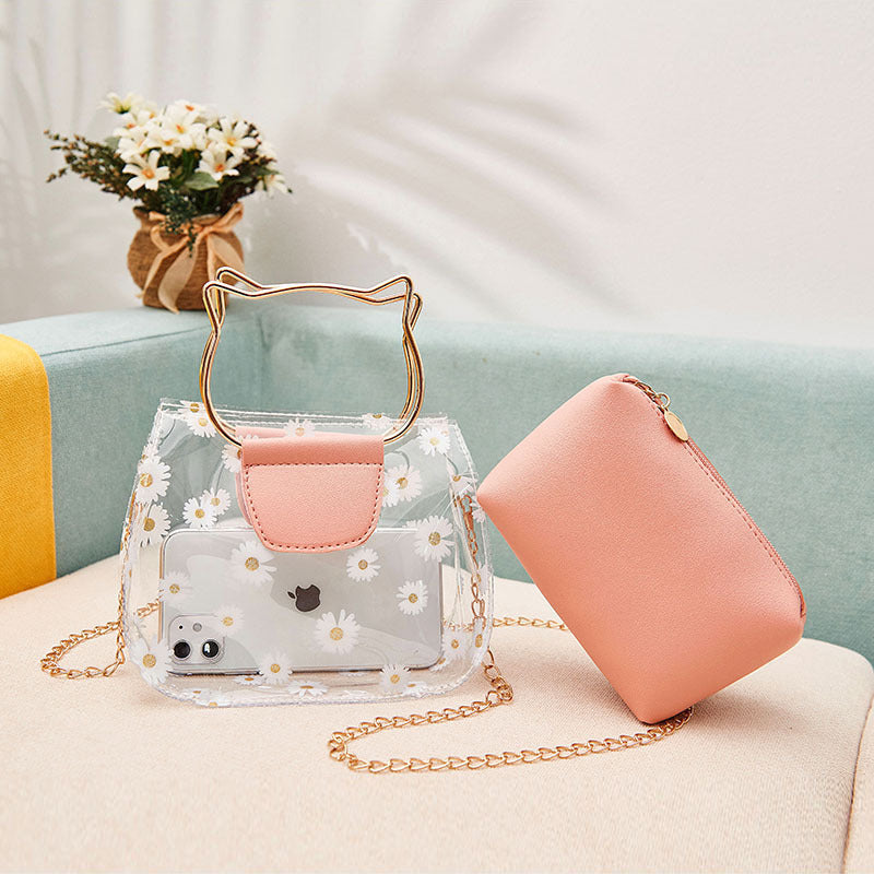 Women's Summer Autumn Korean Style Daisy Transparent Shoulder Bags