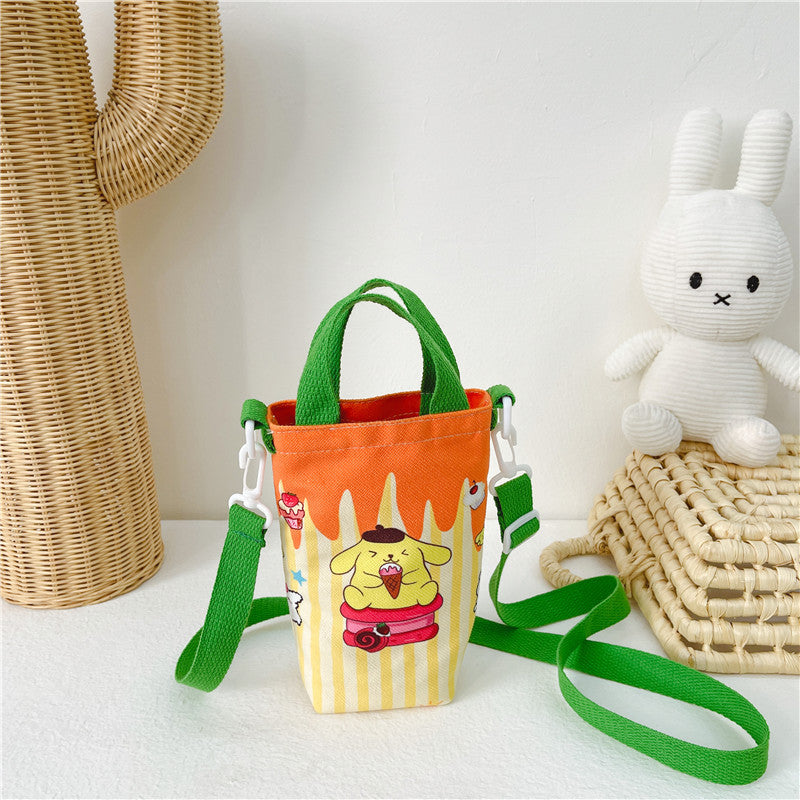 Children's Fashion Cute Water Cup Canvas Good-looking Children's Shoulder Bags