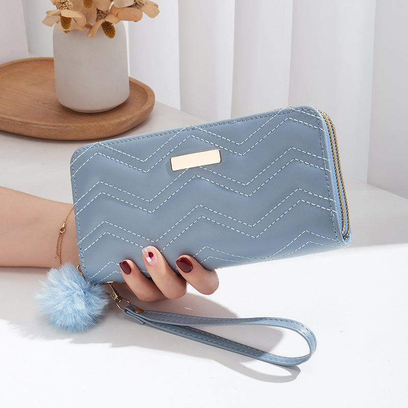 Pochette à Double fermeture éclair longue pour femmes, portefeuilles simples à la mode pour dames