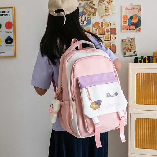 Cartables légers à rabat de couleur contrastée de grande capacité pour collégiens