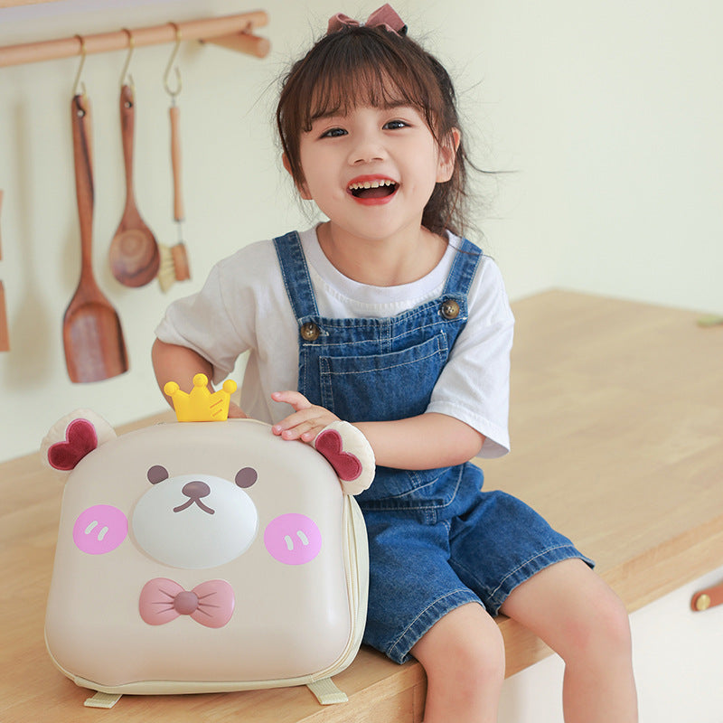 Dessin animé mignon pour enfants coquille d'oeuf couronne ours apprendre les sacs à dos pour enfants