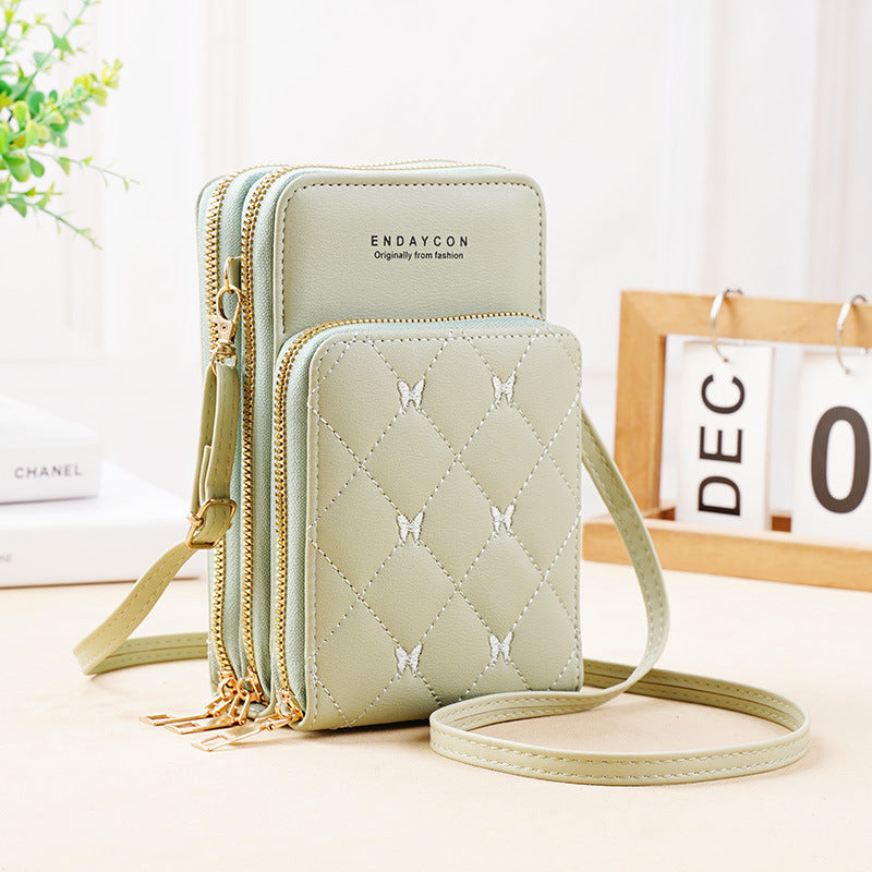 Women's Stylish Versatile Mini Zipper Solid Color Phone Bags